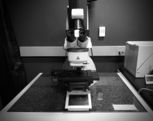 Black and white image of a Leica SPE laser.